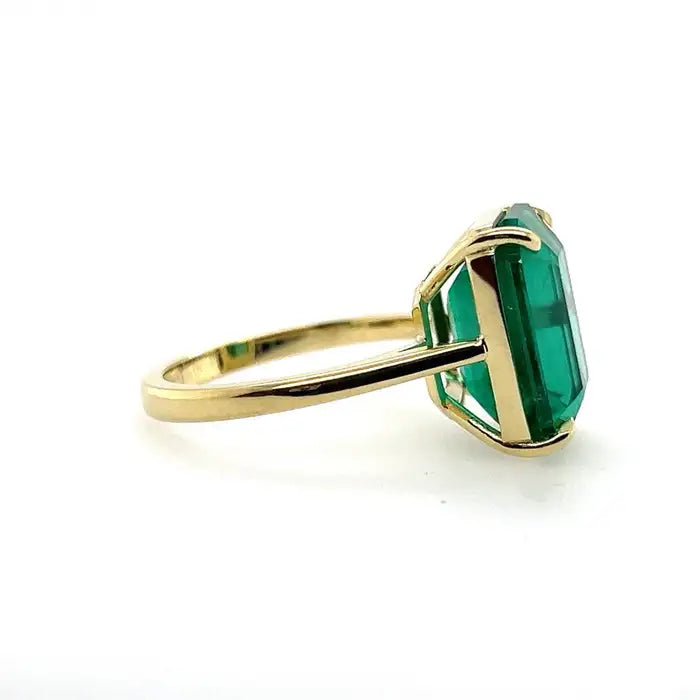 Modern Gold 8.27 Carat AGL Certified Natural Zambian Green Emerald Cocktail Ring
