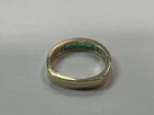 Retro Gold 1.3 Carat Natural Green Emerald and Colorless Diamond Band Circa 1980