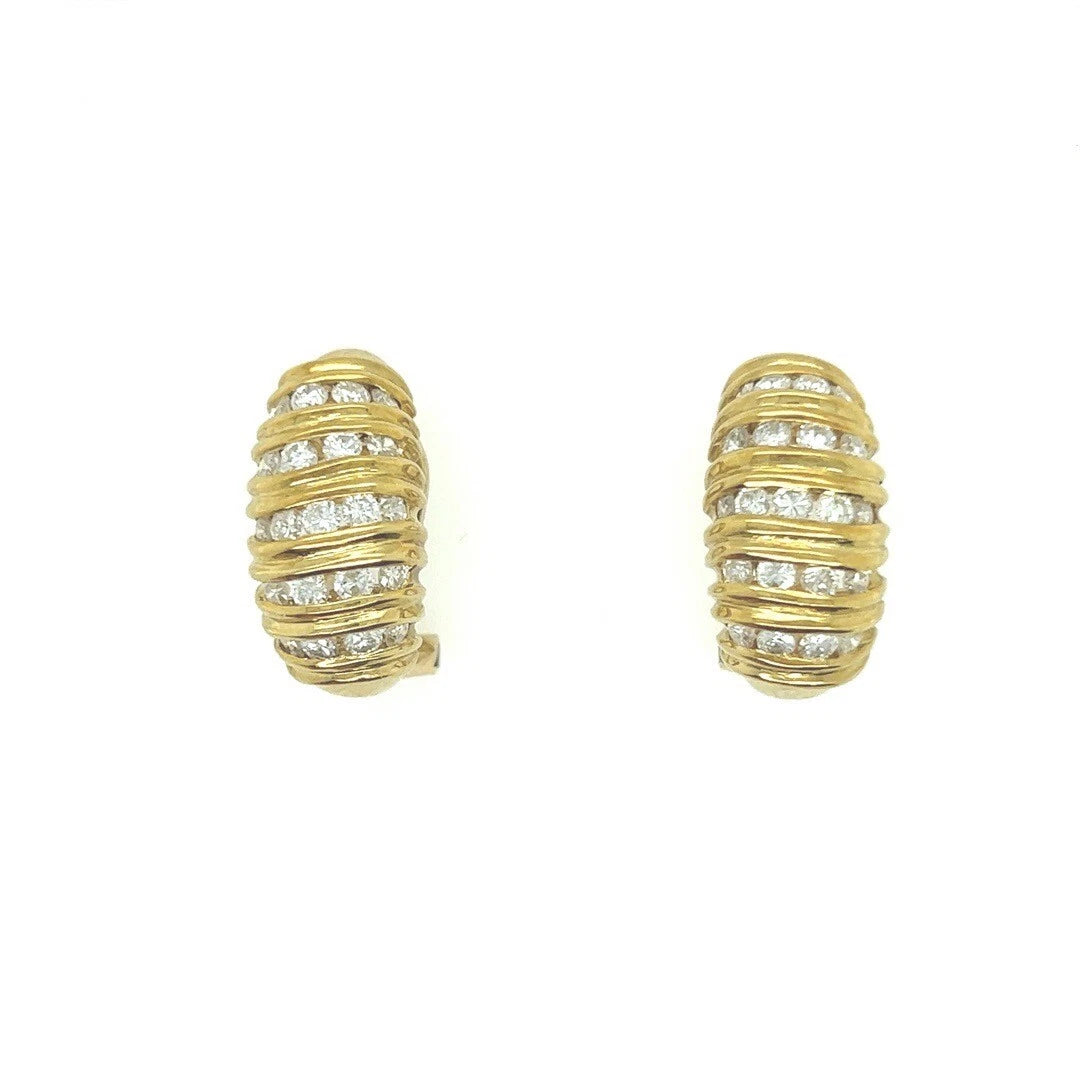 Retro Gold 1.25 Carat Natural Round Brilliant Diamond Clip Earrings Circa 1960