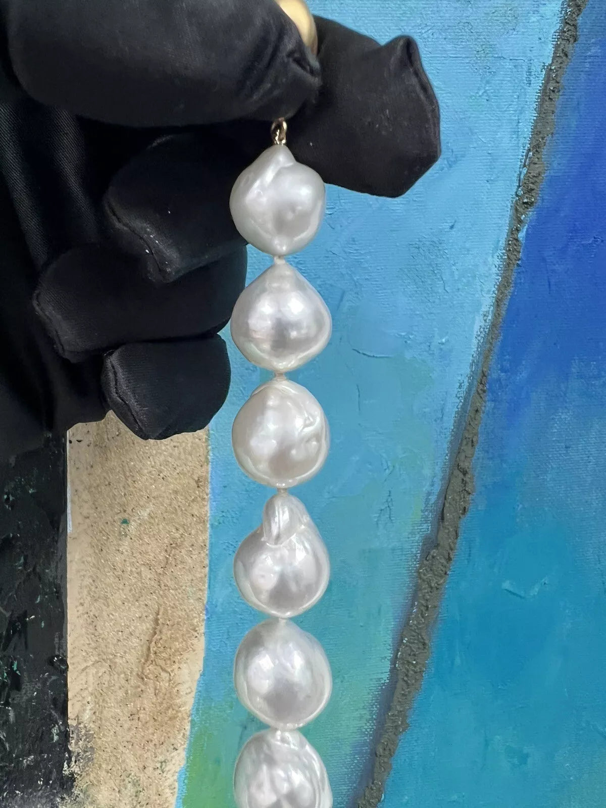 Signed JKa White Australian South Sea 14-17.5mm Cultured Baroque Pearl Necklace