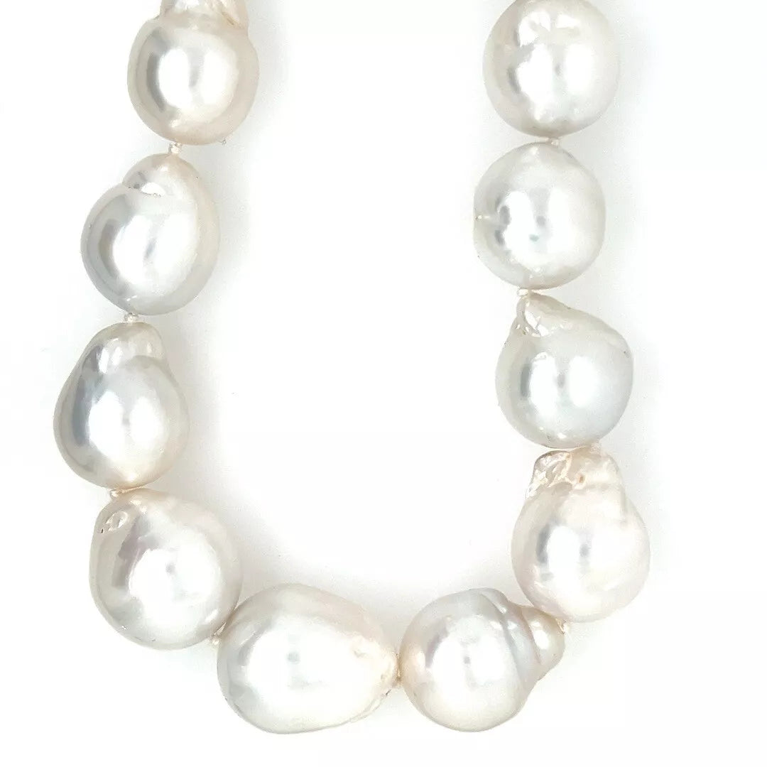 Signed JKa White Australian South Sea 14-17.5mm Cultured Baroque Pearl Necklace