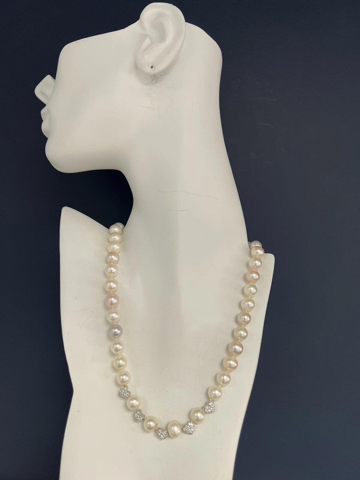 Retro Gold .75 Carat Natural Diamond & 9.5-10mm South Sea Culture Pearl Necklace