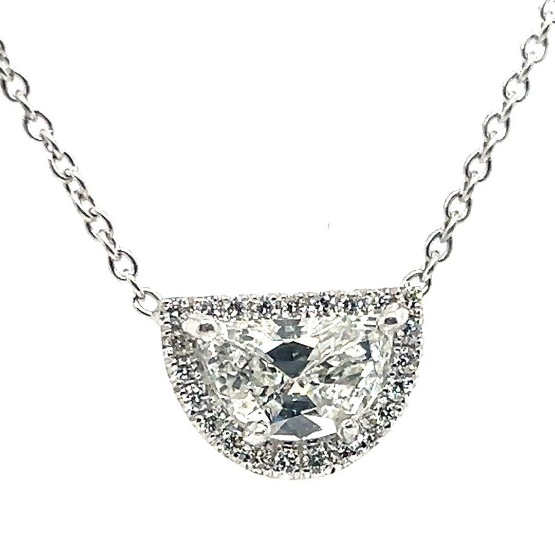 Platinum 1.27 Carat GIA Certified Rare Natural Half Moon Diamond I VVS1 Pendant