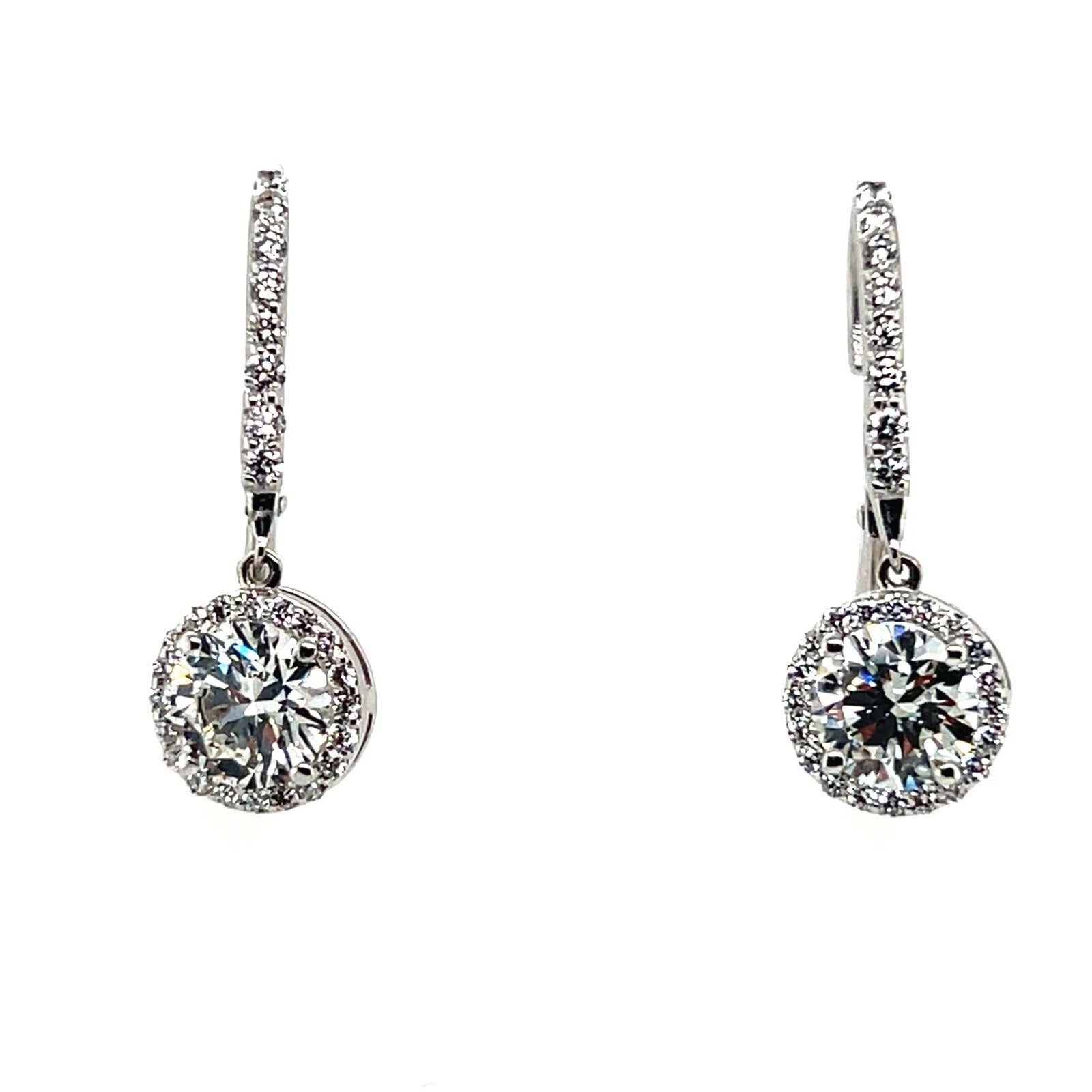 Modern Gold 2.7 Carat EGL USA Certified Natural Round Colorless Diamond Earrings