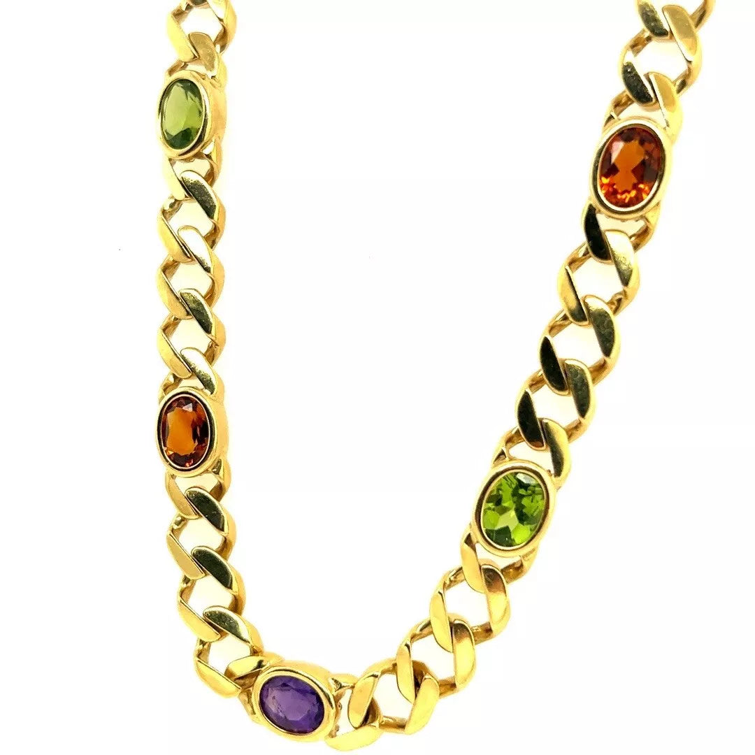 Retro Gold 26 Carat Oval Gem Stone 88 Grams Necklace & Bracelet Set Circa 1980
