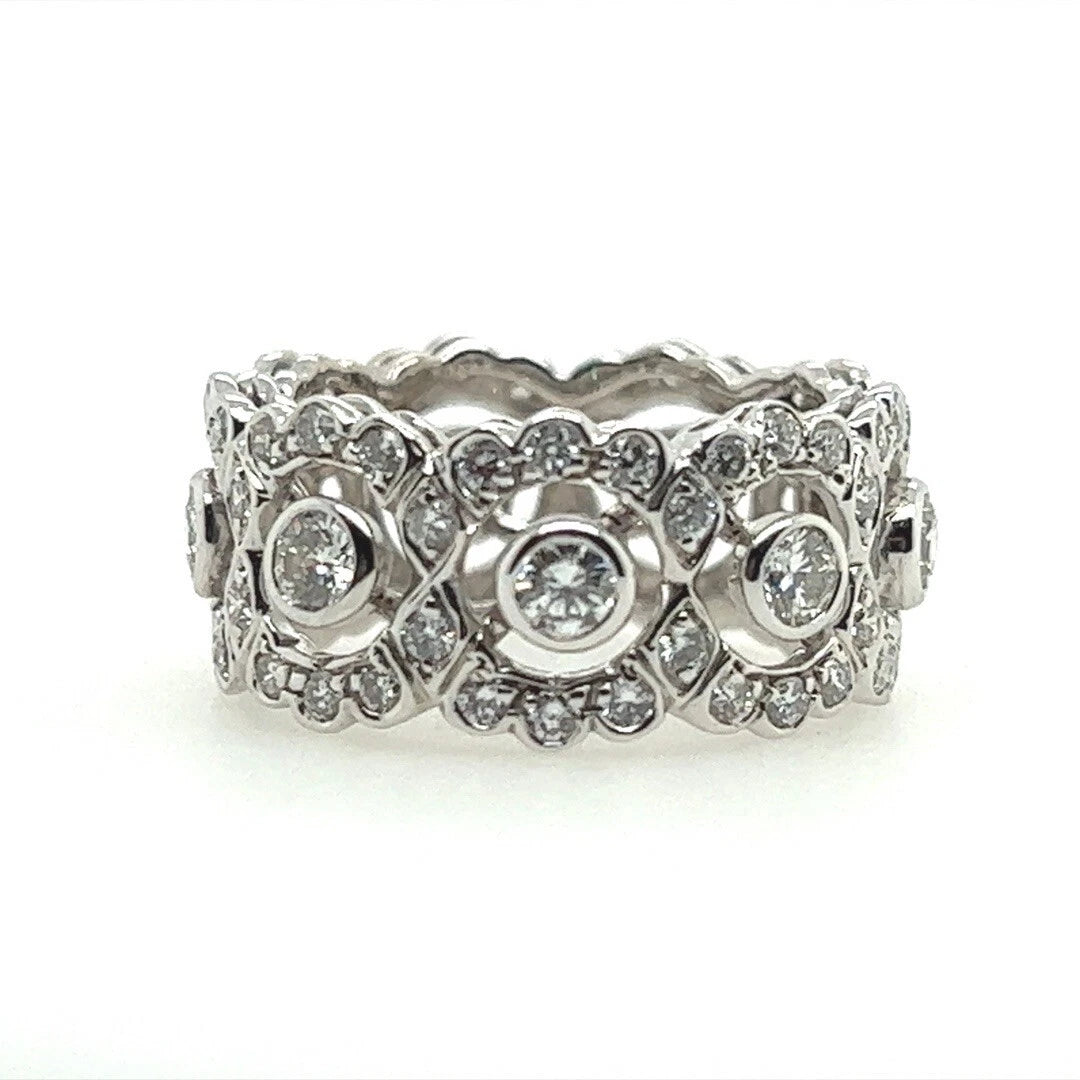 Modern Gold 2.16 Carat Natural Round Brilliant Colorless Diamond Engagement Band