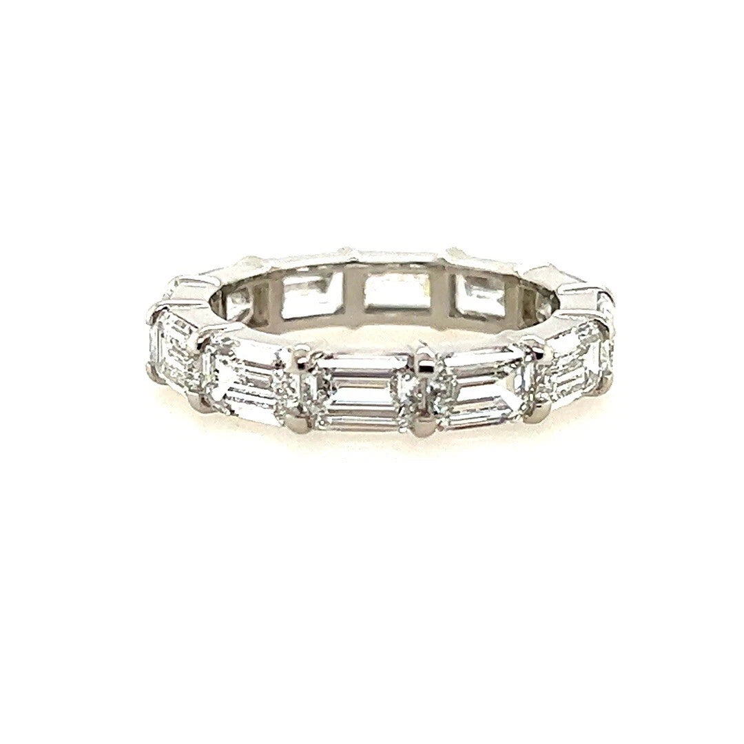 GIA Certified 4.84 Carat Natural D-E Colorless Diamond Platinum Eternity Band