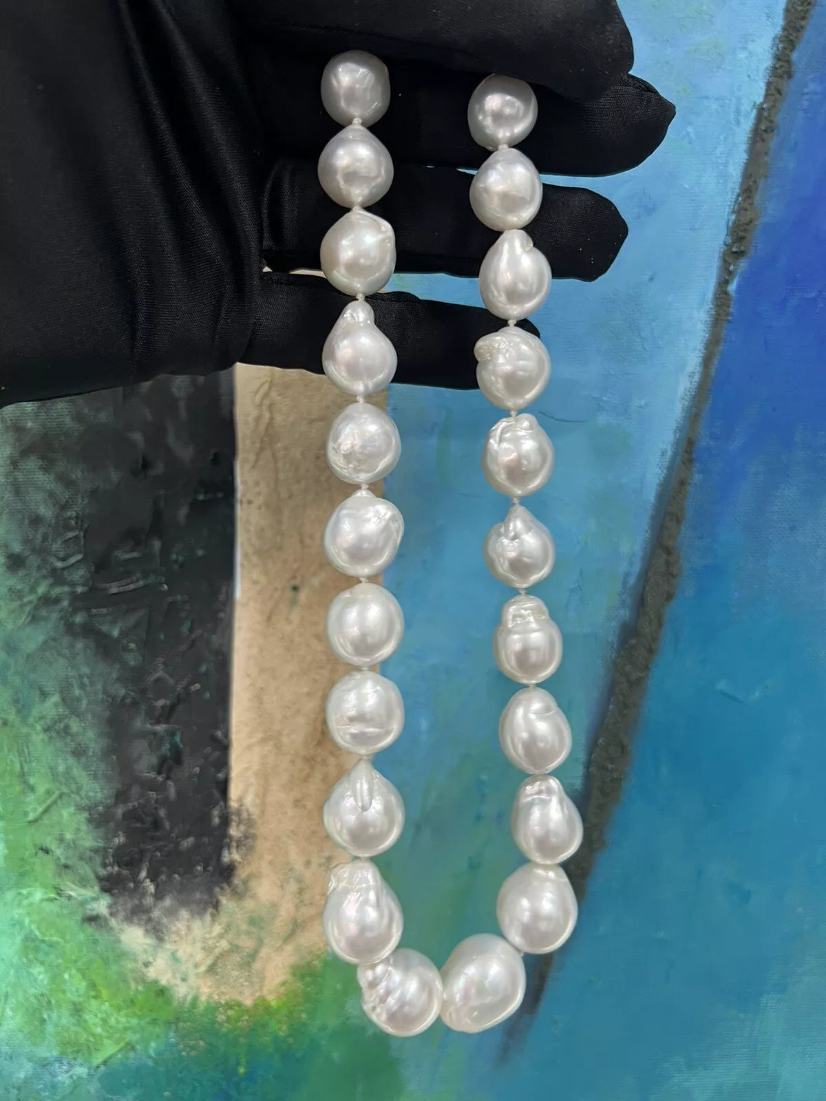 Signed JKa White Australian South Sea 14-17.5mm Cultured Baroque Pearl Necklace