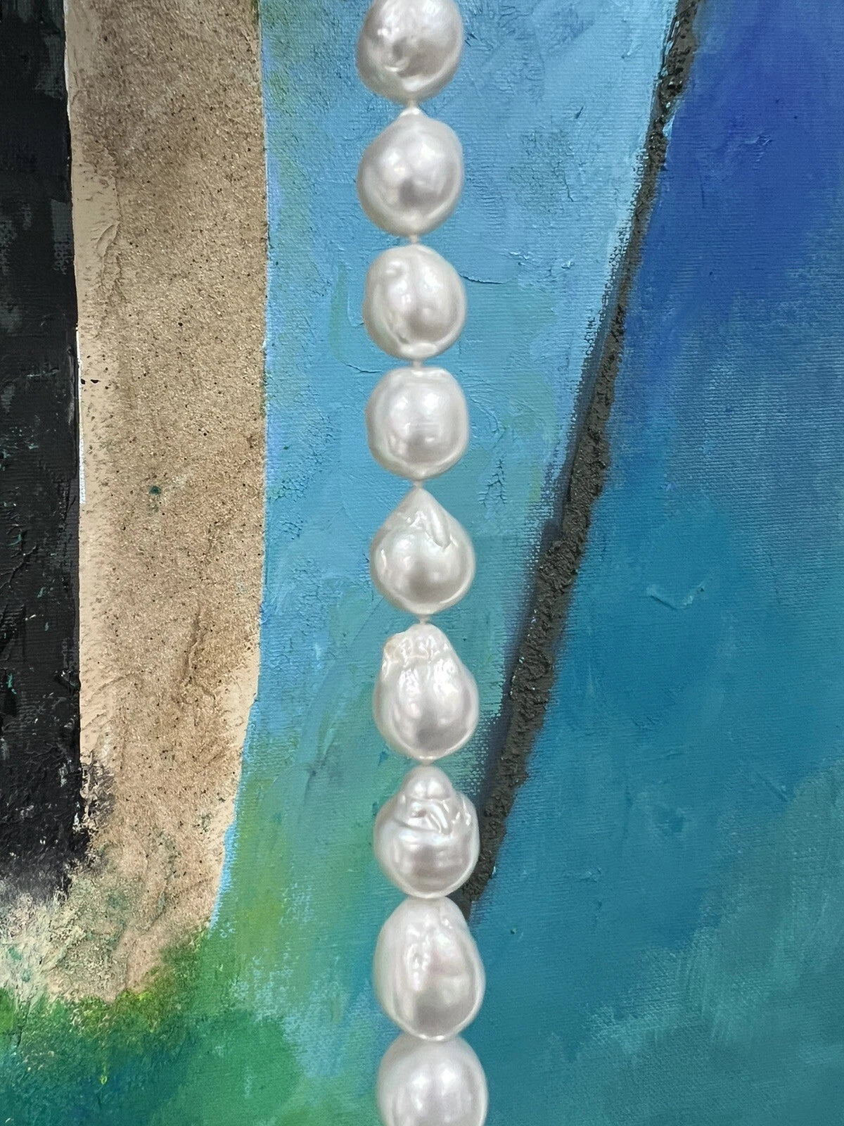 Signed JKa White Australian South Sea 14-17.5mm Cultured Baroque Pearl Necklace