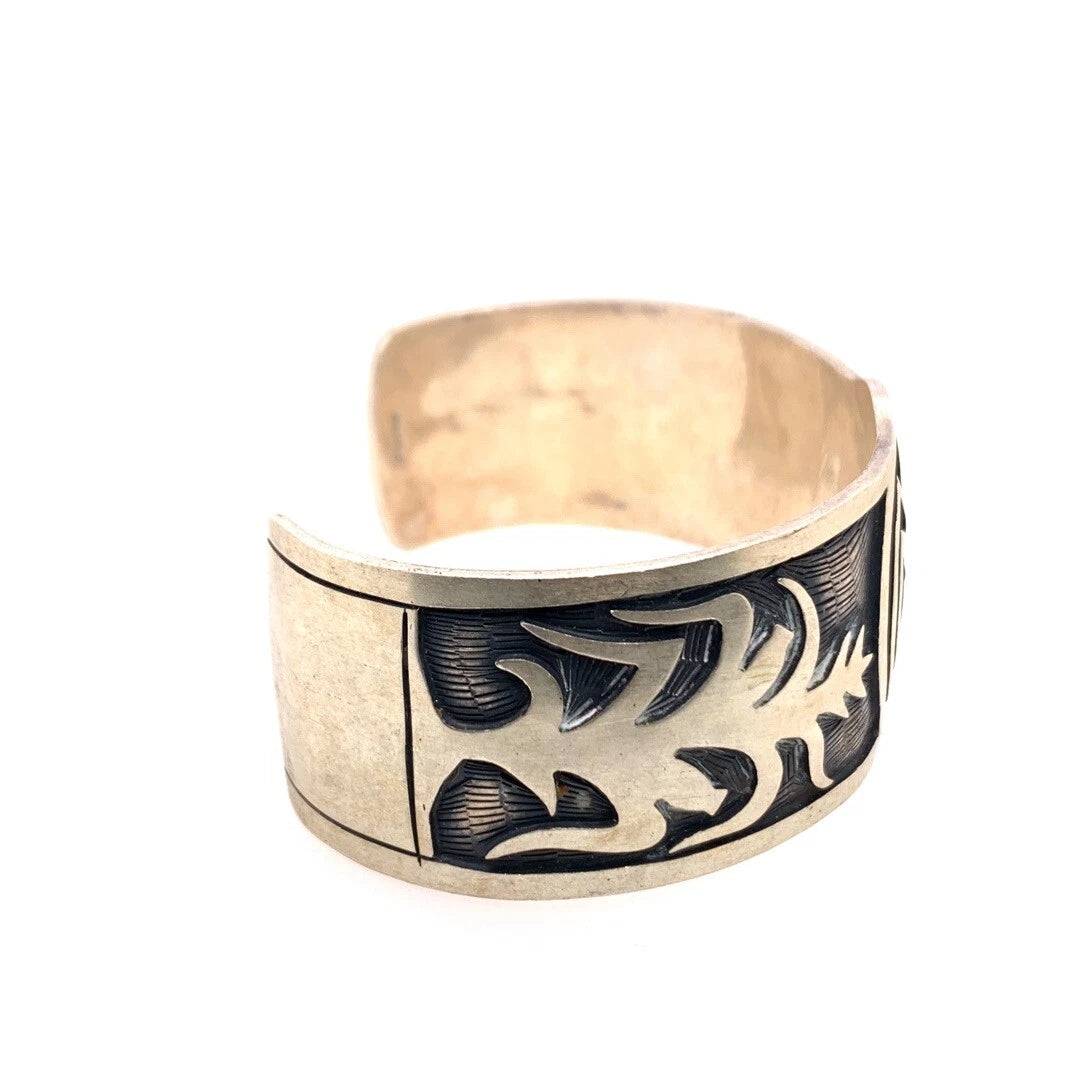 Vintage Sterling Silver 925 Native Cuff Bangle 6" Inner length 55g Fine Make