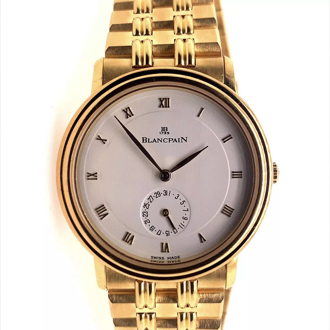 Original Blancpain Villeret Yellow Gold Watch & Bracelet Automatic Display Case
