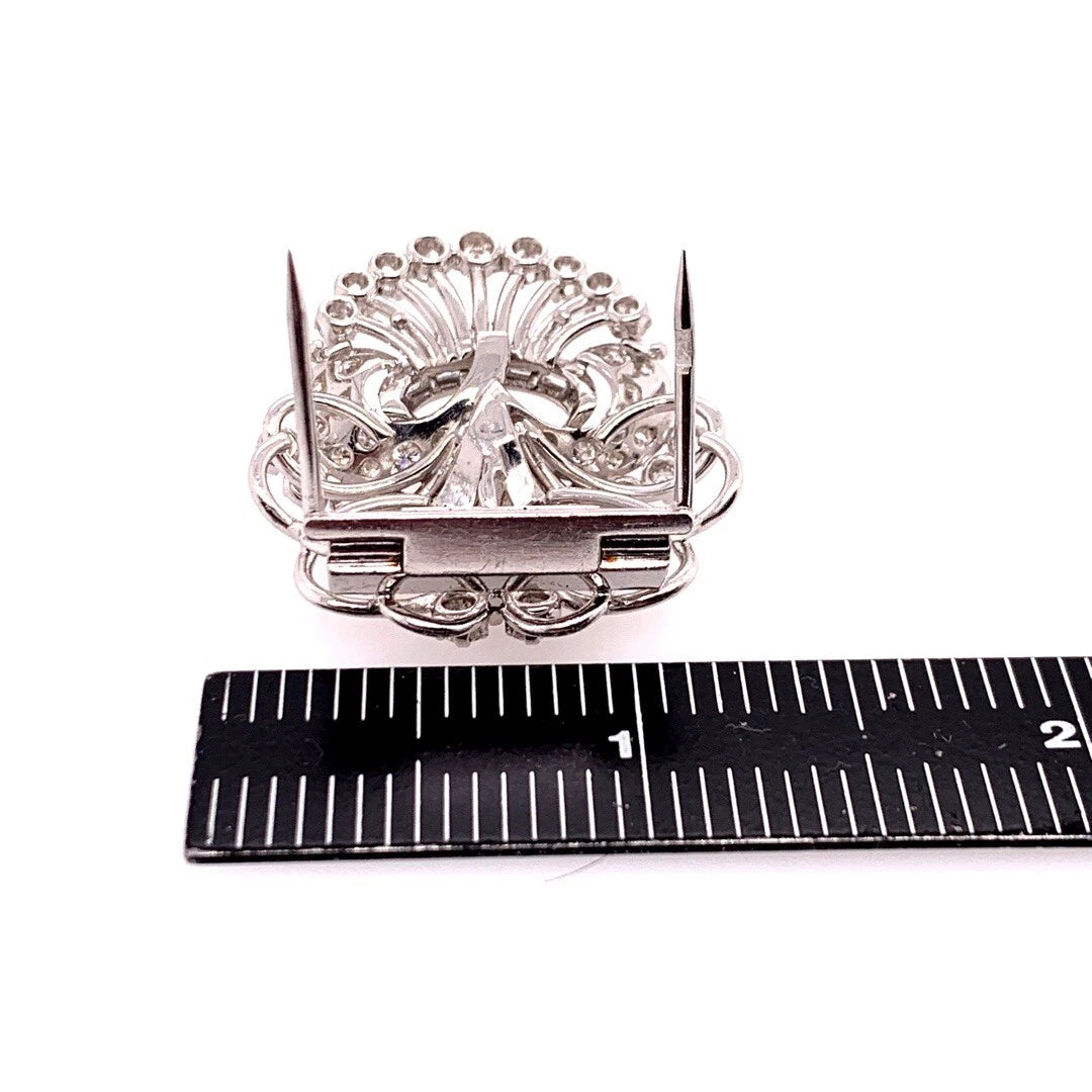 Retro Ladies Platinum Patek Philippe 11 Carat Diamond Watch & Brooche Circa 1950