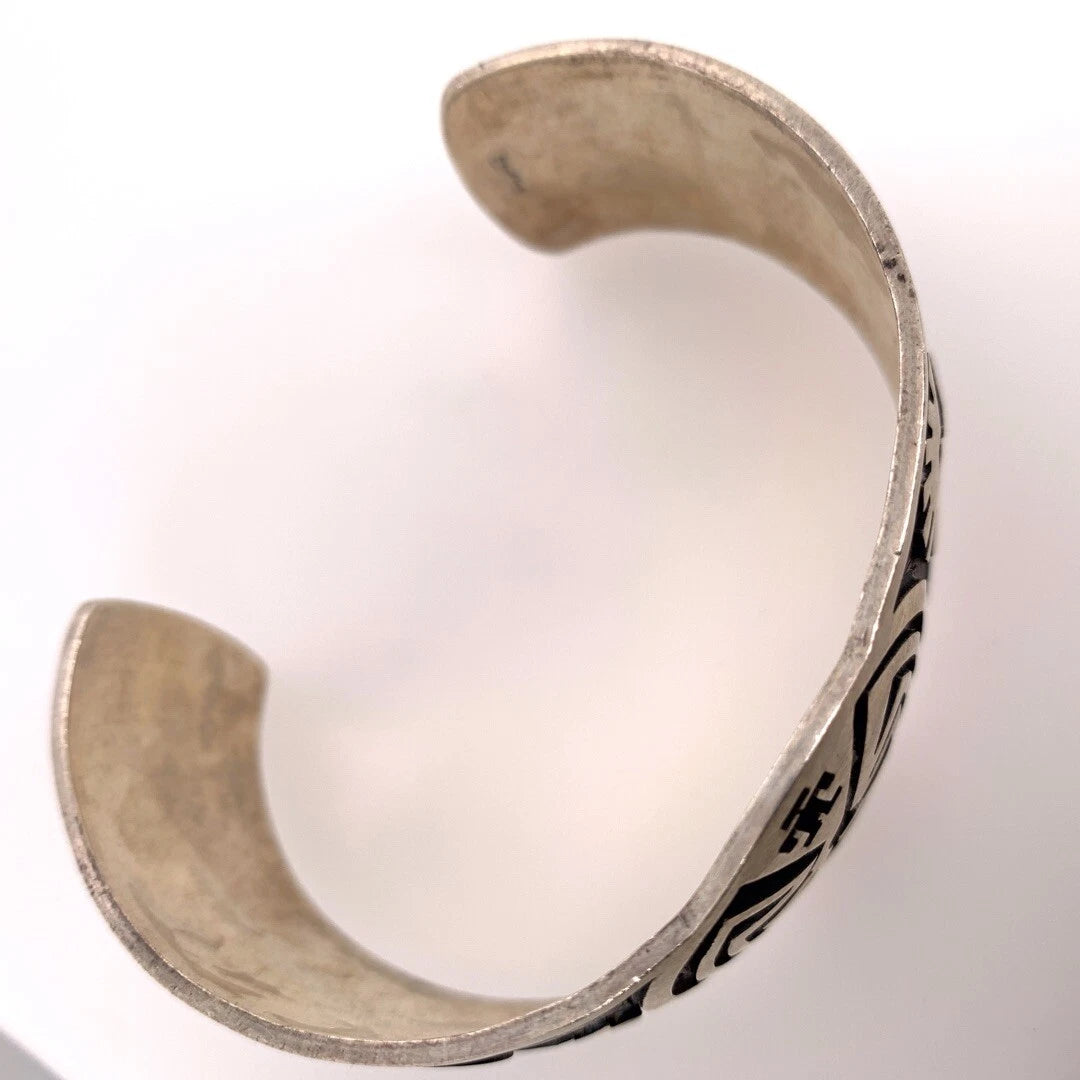Vintage Sterling Silver 925 Native Cuff Bangle 6" Inner length 55g Fine Make