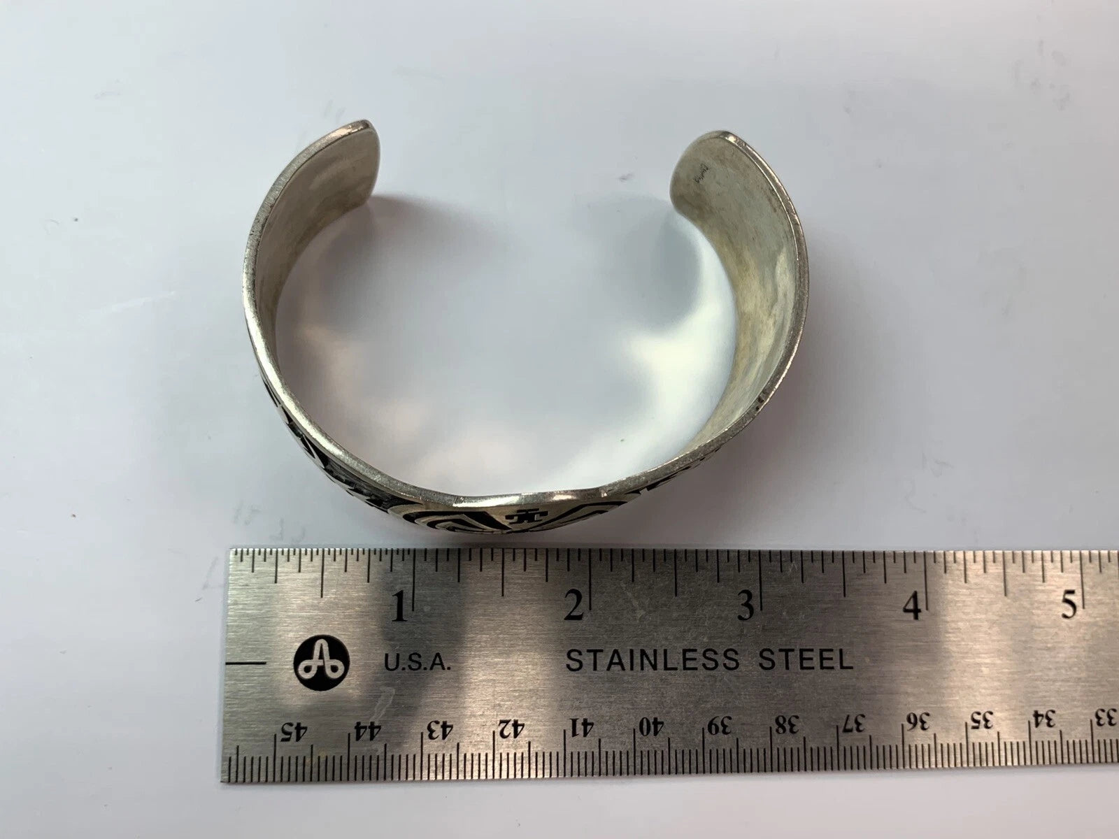 Vintage Sterling Silver 925 Native Cuff Bangle 6" Inner length 55g Fine Make