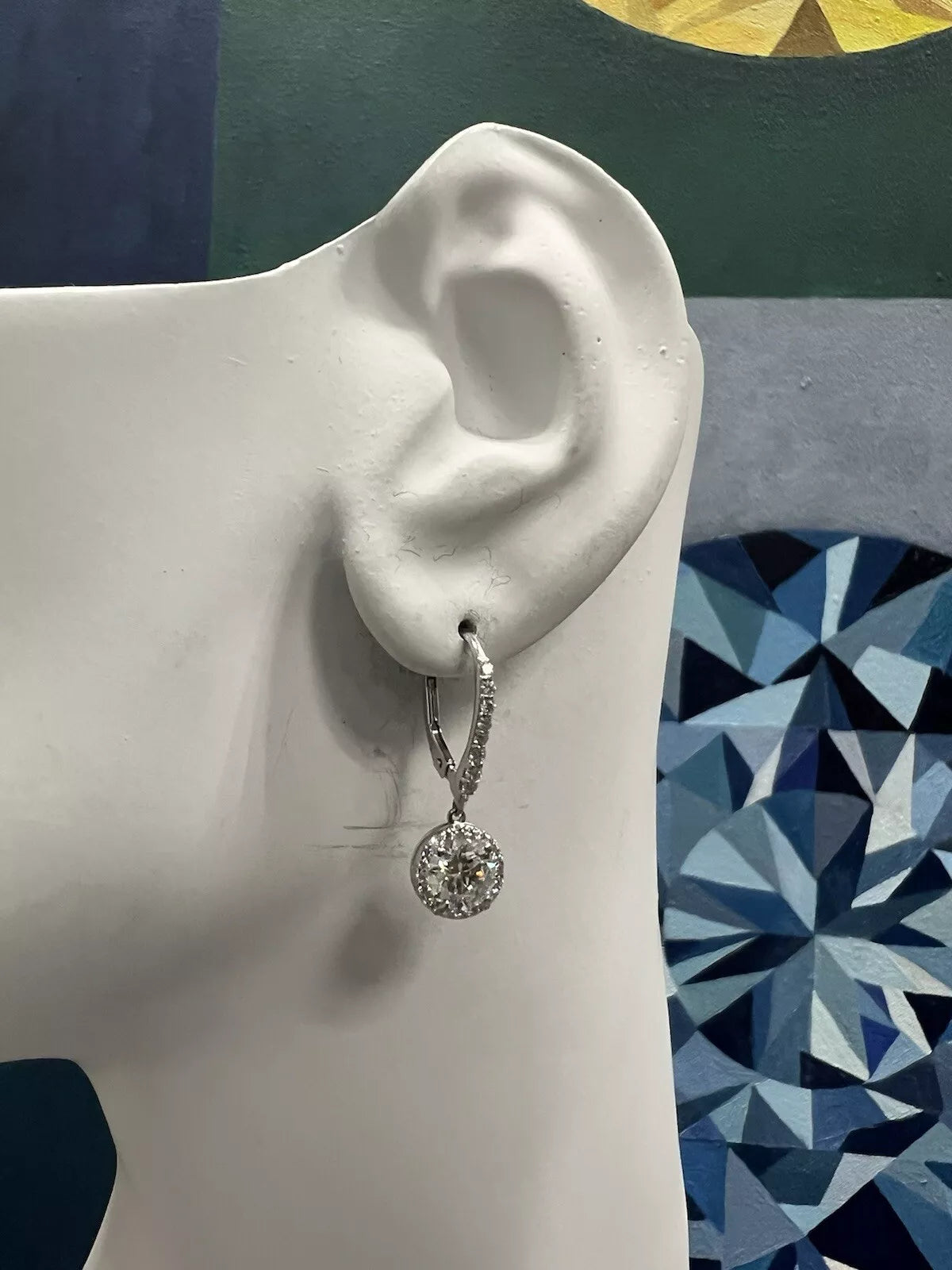 Modern Gold 2.7 Carat EGL USA Certified Natural Round Colorless Diamond Earrings