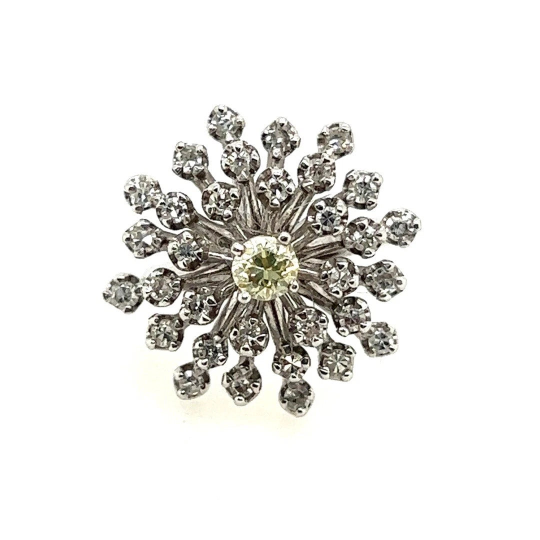 Retro Gold 0.75 Carat Natural Round Single Cut Diamond Cocktail Ring Circa 1950