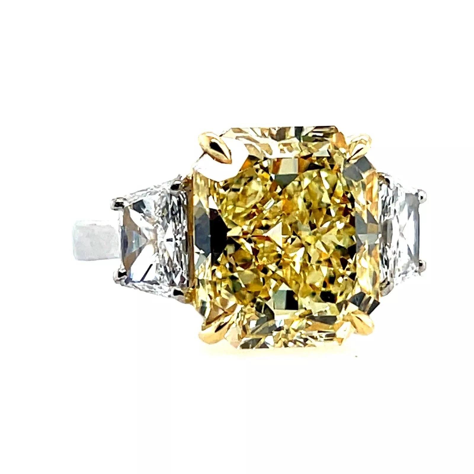 GIA Certified 7.28 Carat Natural Fancy Yellow VVS2 Diamond Plat Engagement Ring