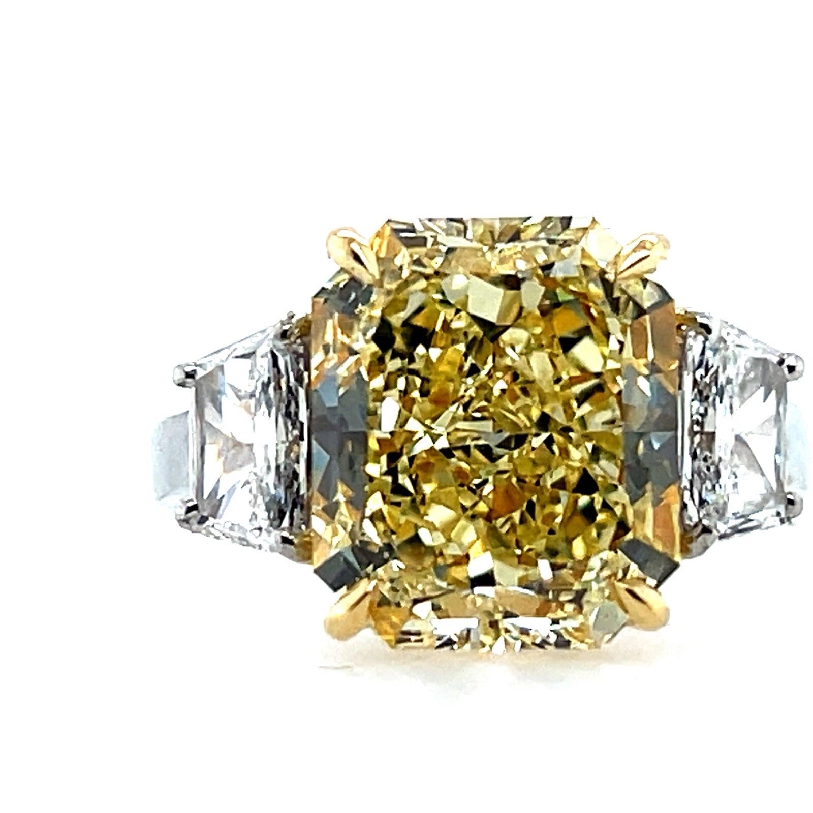 GIA Certified 7.28 Carat Natural Fancy Yellow VVS2 Diamond Plat Engagement Ring