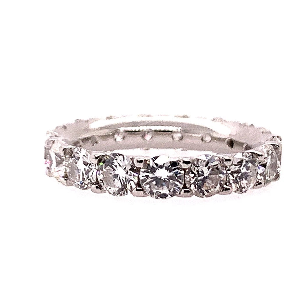 Platinum 4 Carat Round Brilliant Natural Colorless VVS Diamond Eternity Band