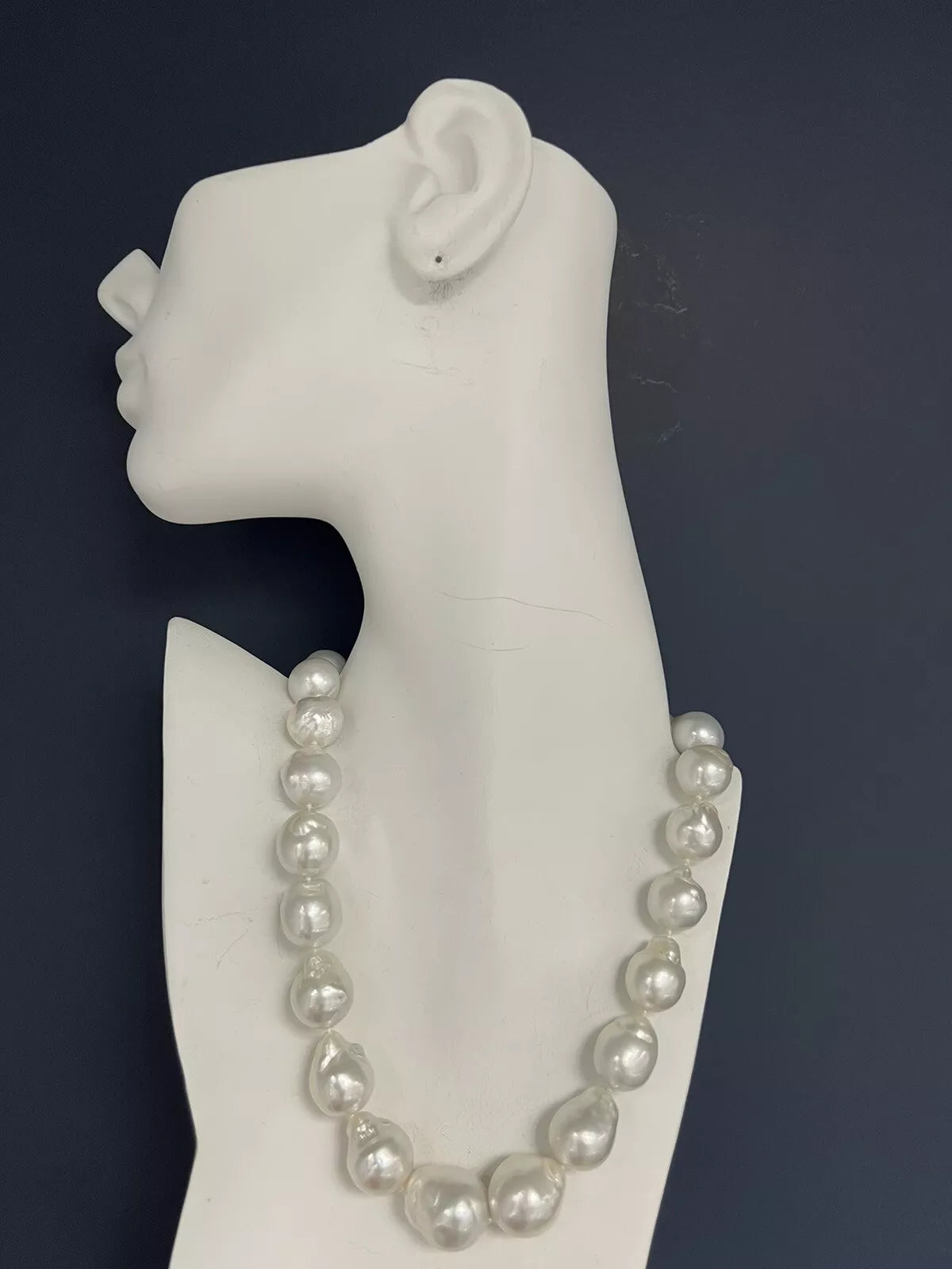 Signed JKa White Australian South Sea 14-17.5mm Cultured Baroque Pearl Necklace