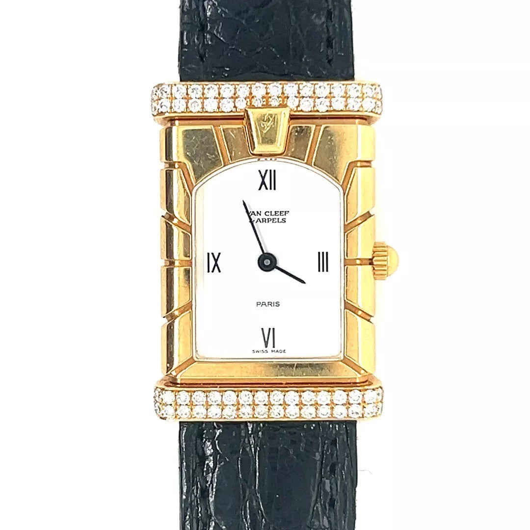 Van Cleef & Arpels Ladies Diamond & 18k Yellow Gold Facade Quartz Dress Watch