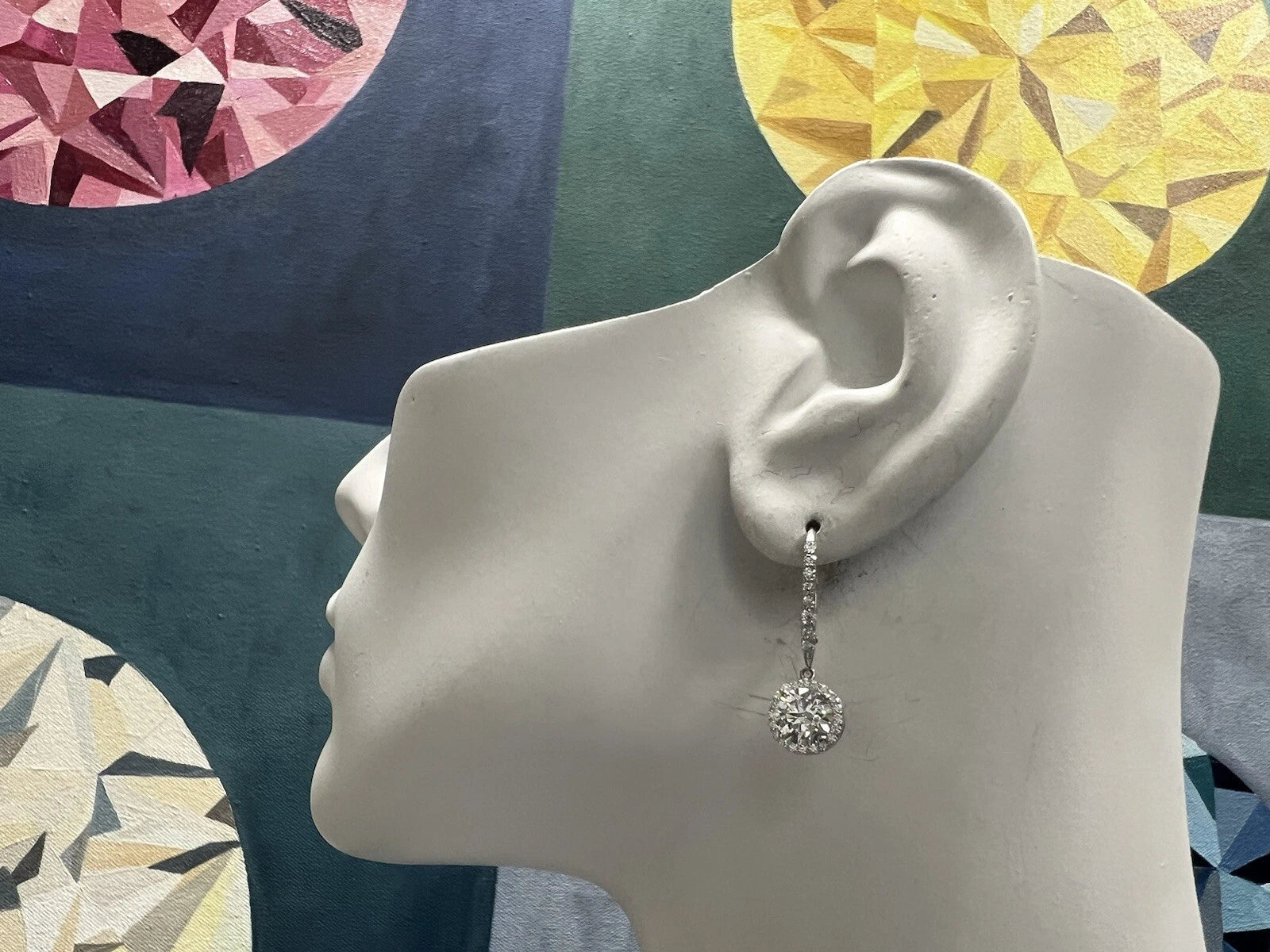 Modern Gold 2.7 Carat EGL USA Certified Natural Round Colorless Diamond Earrings