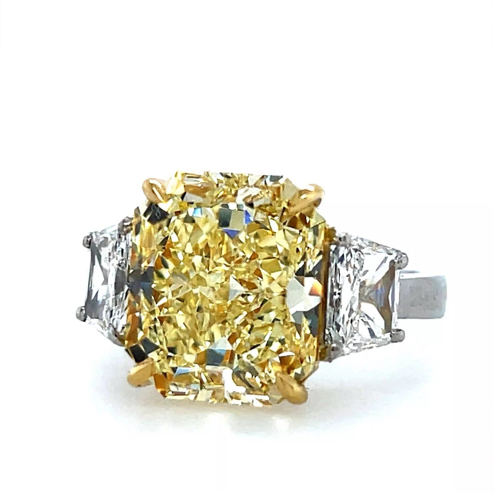 GIA Certified 7.28 Carat Natural Fancy Yellow VVS2 Diamond Plat Engagement Ring