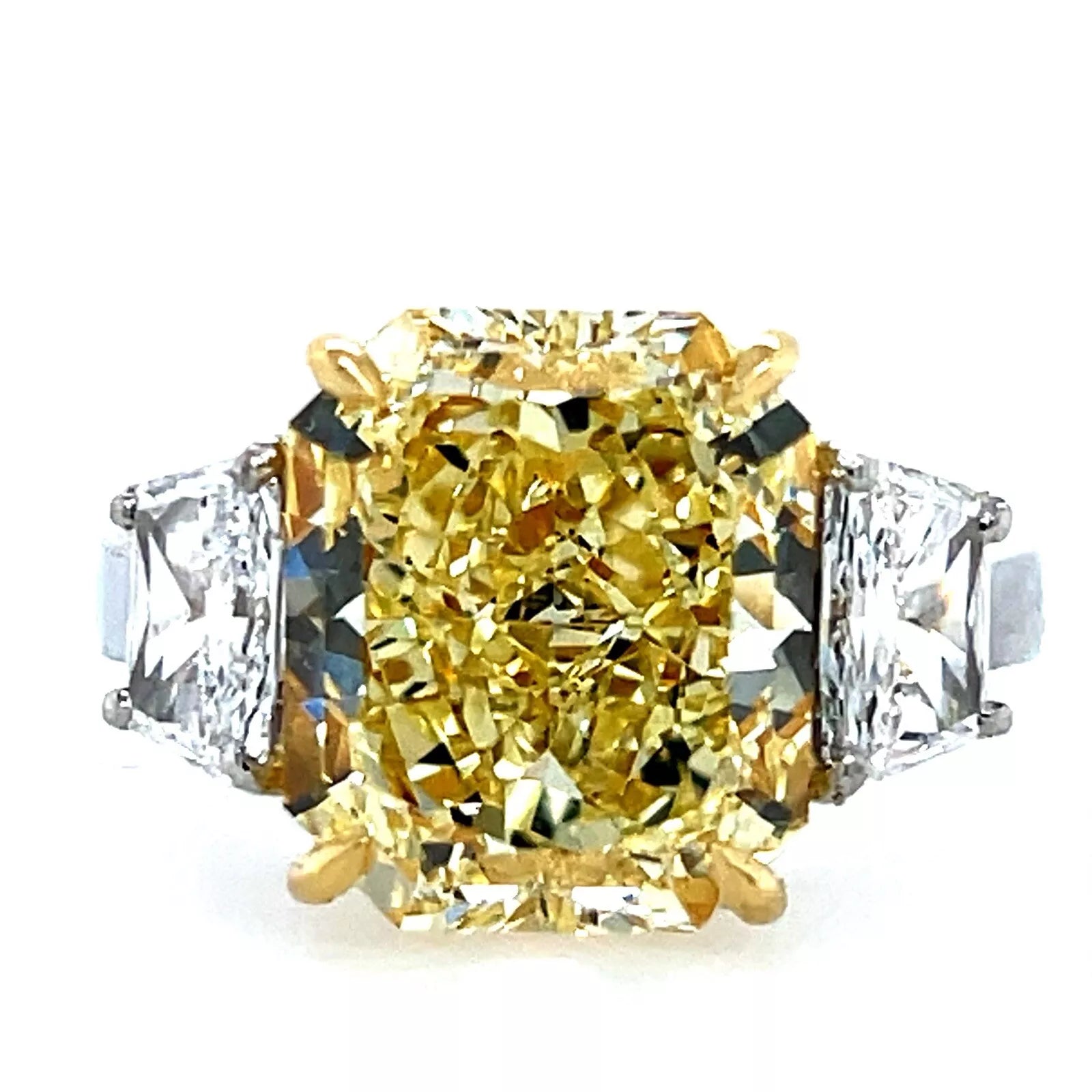 GIA Certified 7.28 Carat Natural Fancy Yellow VVS2 Diamond Plat Engagement Ring