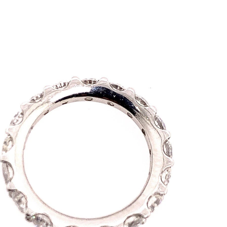 Platinum 4 Carat Round Brilliant Natural Colorless VVS Diamond Eternity Band