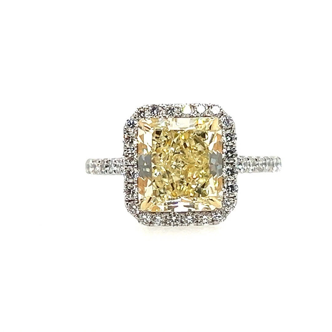 GIA Certified 3.61 Carat Natural YZ Light Yellow VS2 Diamond Plt Engagement Ring
