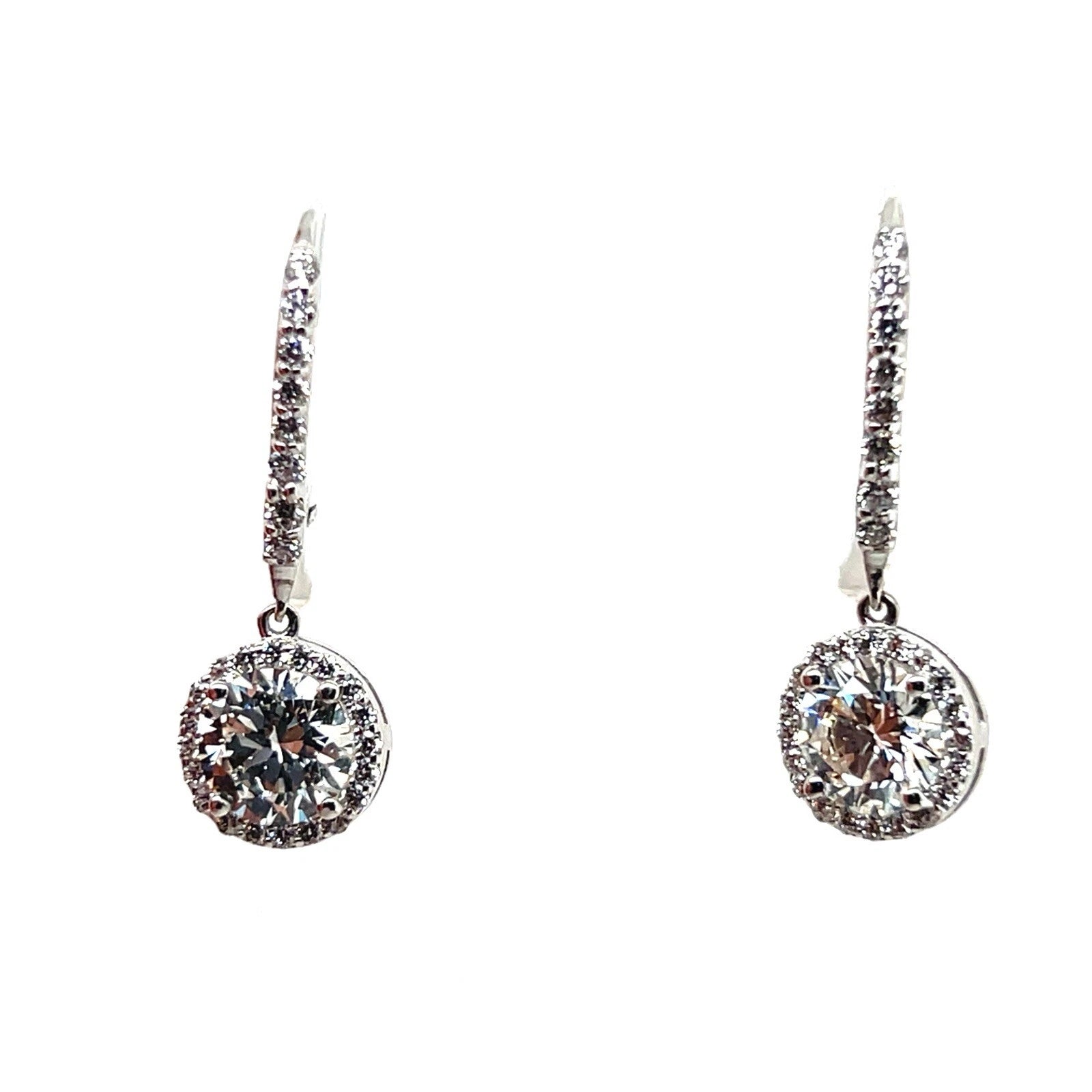 Modern Gold 2.7 Carat EGL USA Certified Natural Round Colorless Diamond Earrings