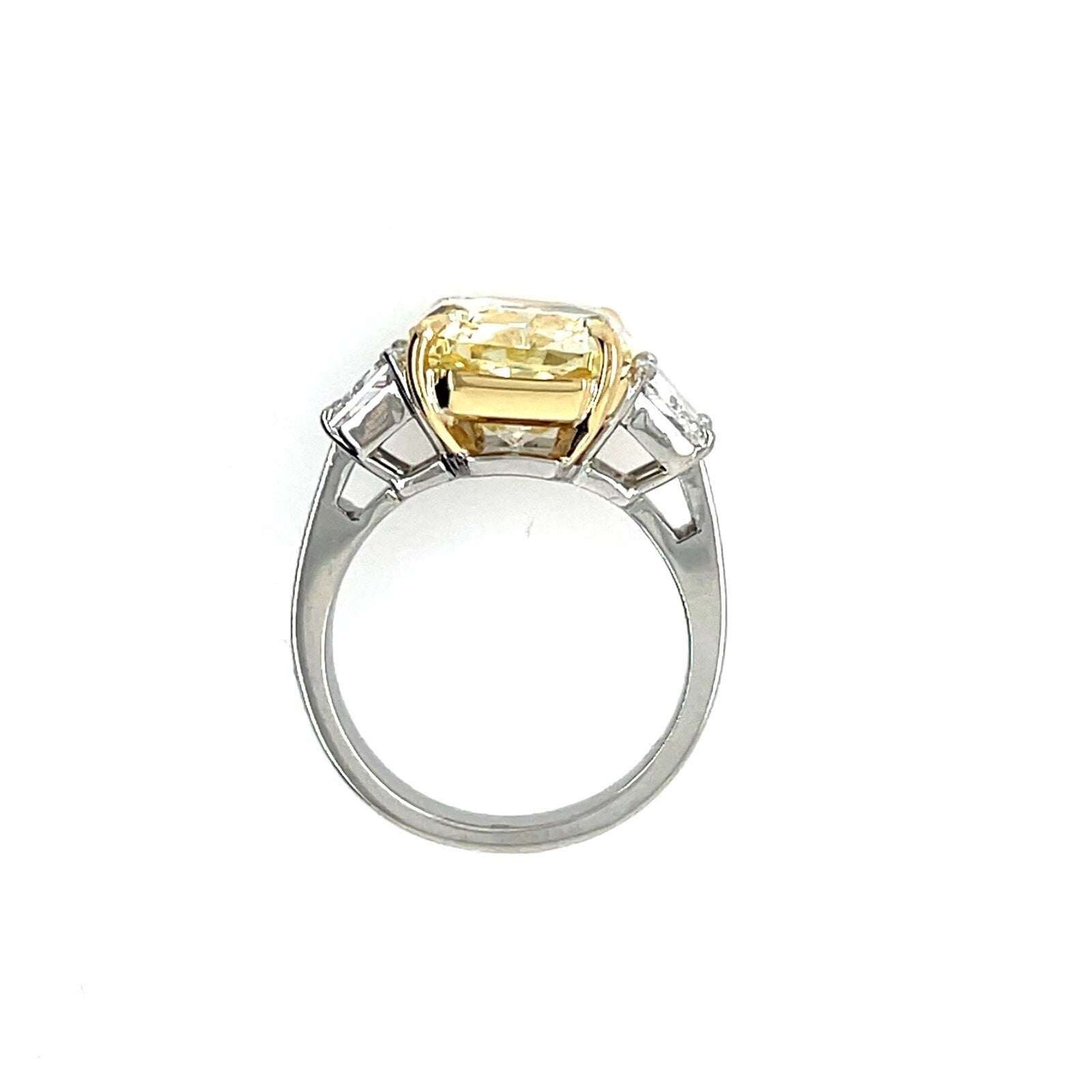 GIA Certified 7.28 Carat Natural Fancy Yellow VVS2 Diamond Plat Engagement Ring