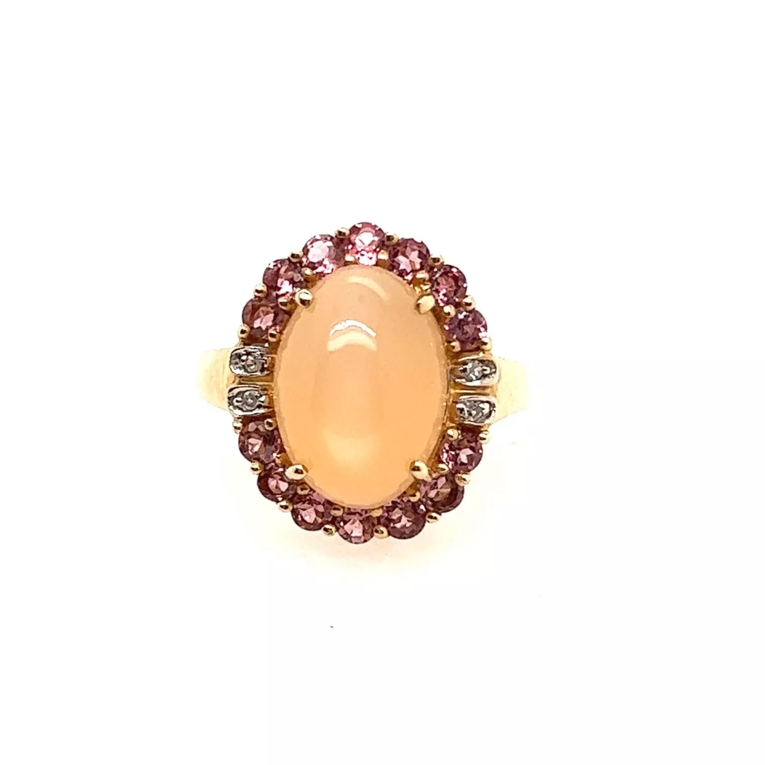 Modern Gold 5.53 Carat Natural Cats-Eye Moonstone & Tourmaline Cocktail Ring