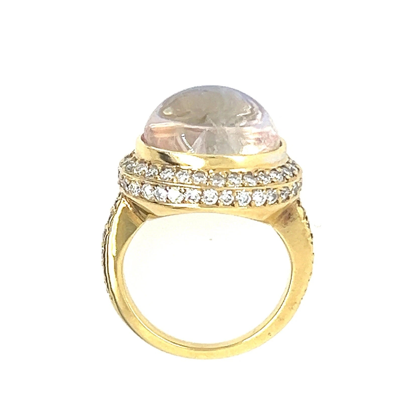 Modern Gold 7.25 Carat Natural Blue Moonstone & Colorless Diamond Cocktail Ring