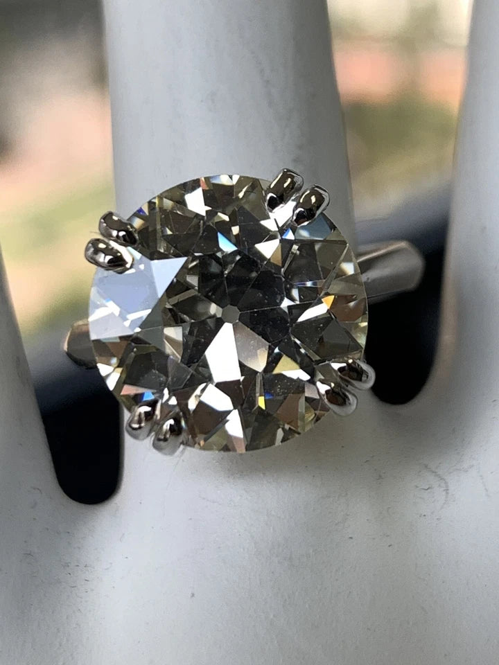 GIA Certified 6.81 Carat Rare Natural Old European N VS1 Diamond Engagement Ring