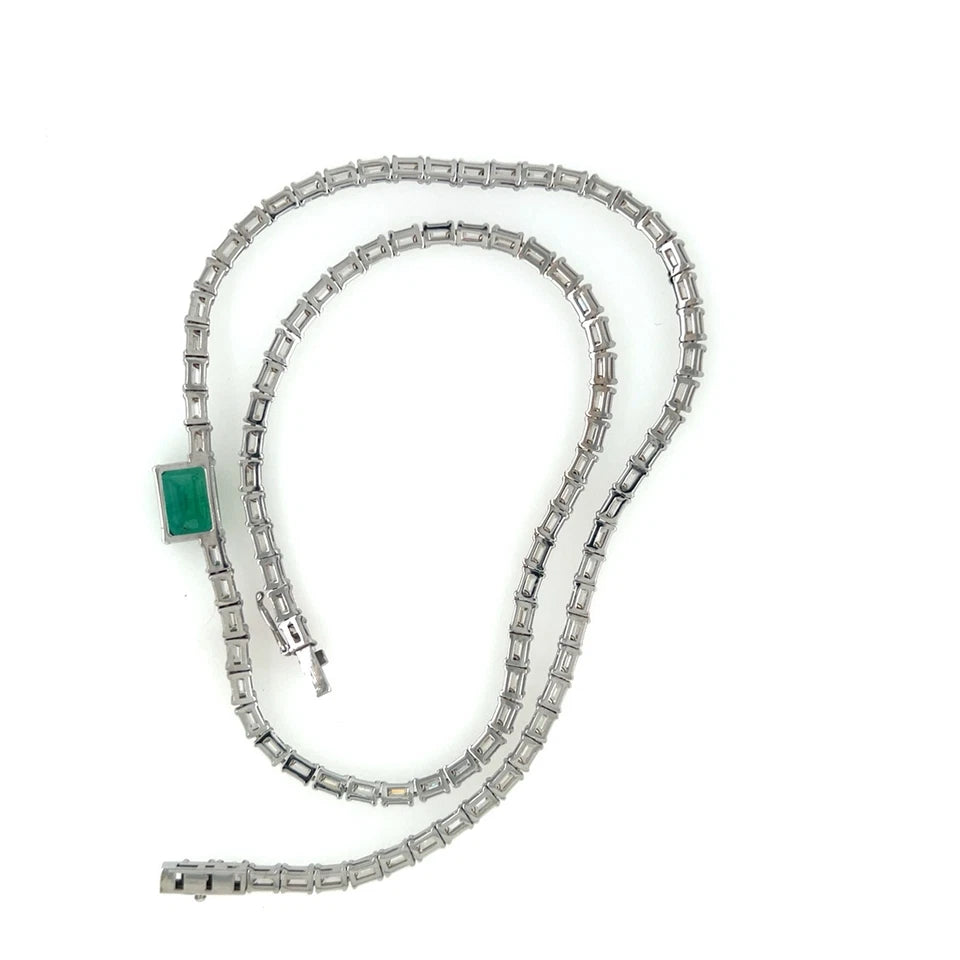 Modern Gold 14.77 Carat Natural GIA Certified Zambian Emerald & Diamond Necklace
