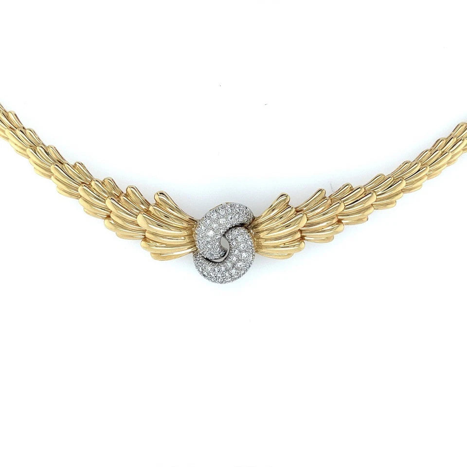 Art Nouveau Gold 1.05 Carat Natural Round Brilliant Diamond Necklace Circa 1960