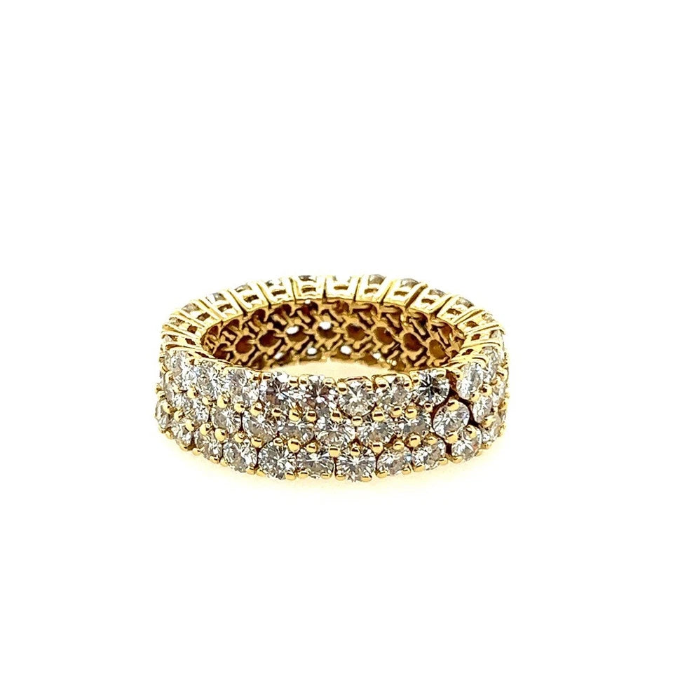 Modern Gold 8 Carat Natural Round Brilliant Diamond Flexible Band Size 9 Ring