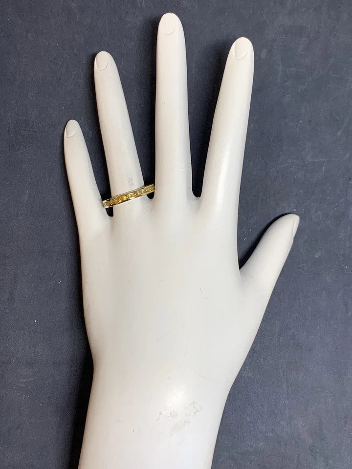 Modern Gold Band Pair 3.40 Carats Natural Intense Yellow Diamond Engagement Ring