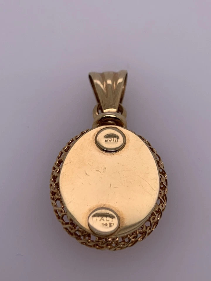 14k 3.94g Gold Pendant Appx 15x11mm Natural Coral Vintage Estate Loose Gem Stone