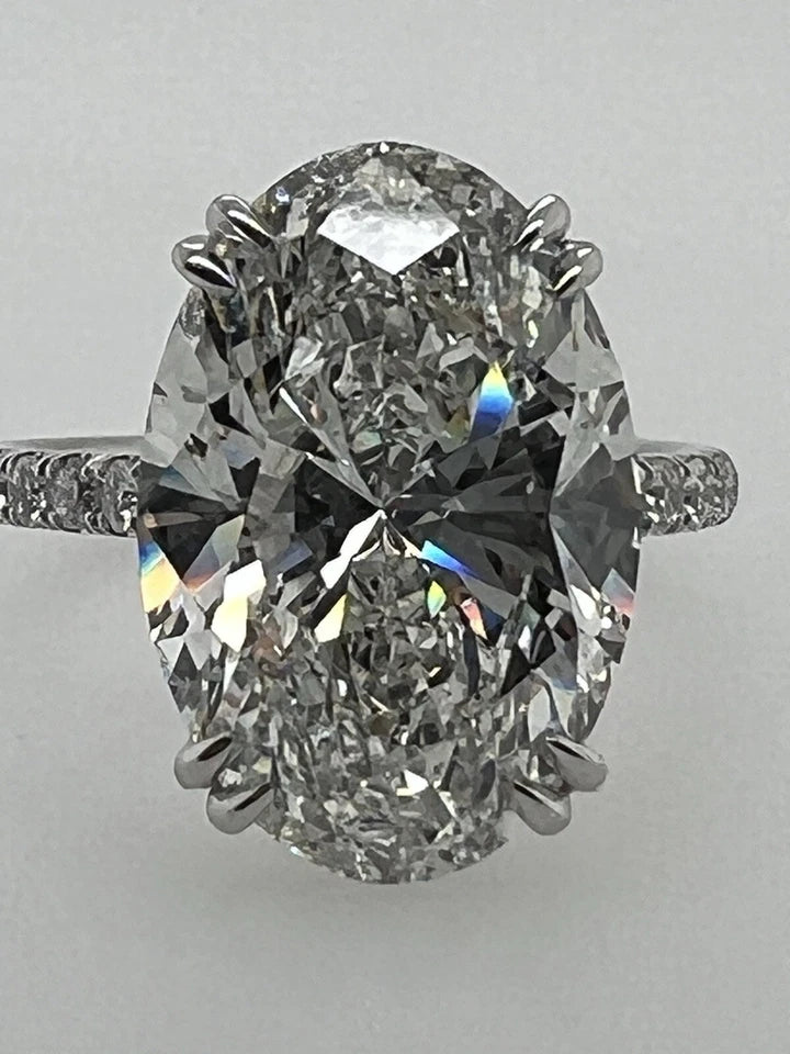 GIA Certified 9.01 Carat Natural Oval Brilliant G Color Diamond Engagement Ring