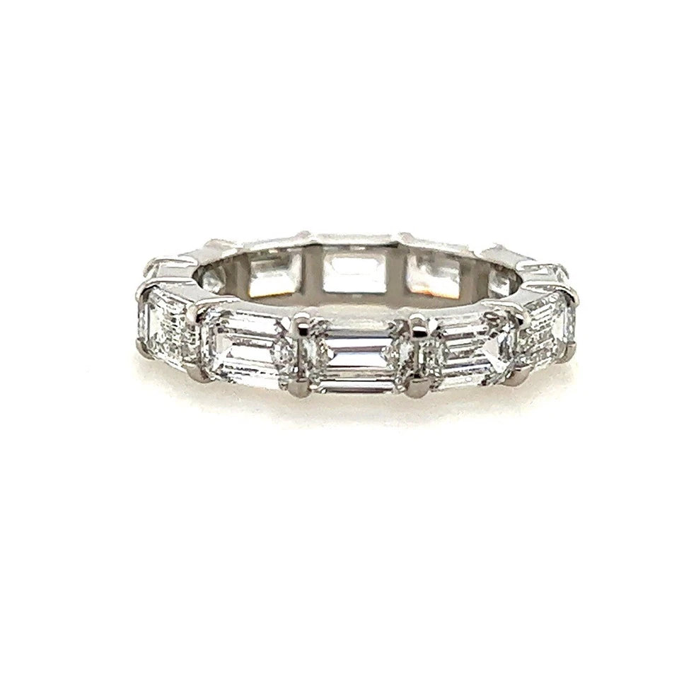 GIA Certified 4.84 Carat Natural D-E Colorless Diamond Platinum Eternity Band