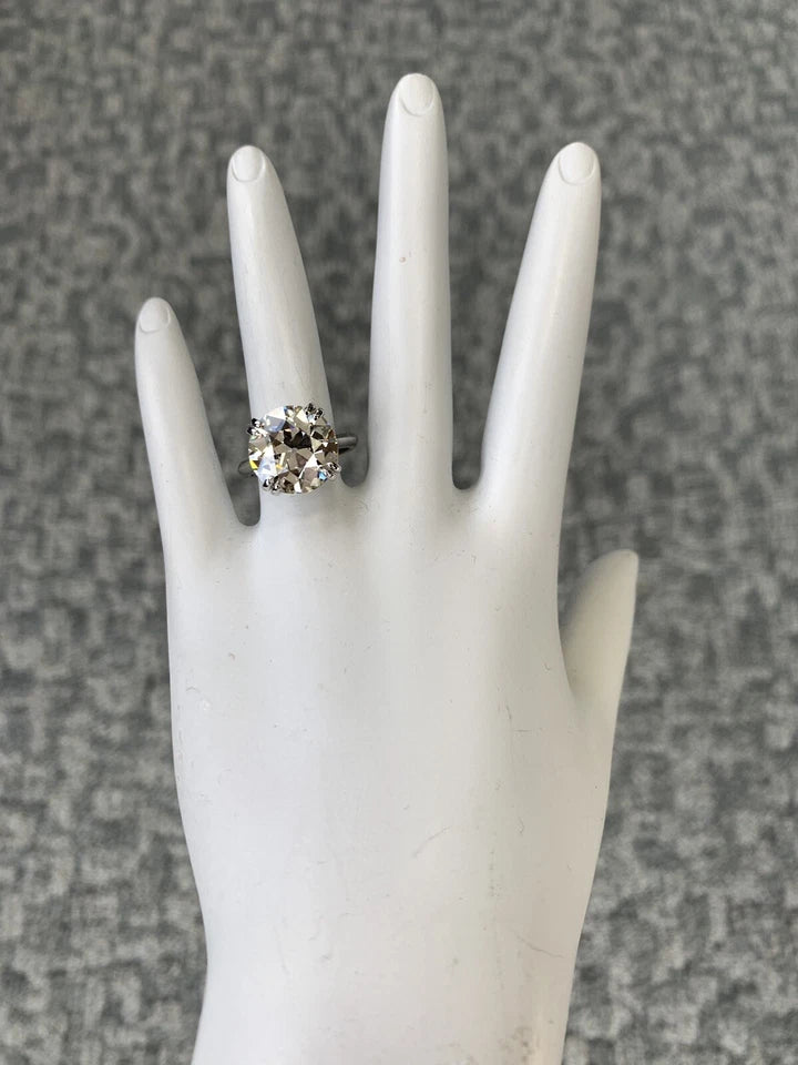 GIA Certified 6.81 Carat Rare Natural Old European N VS1 Diamond Engagement Ring