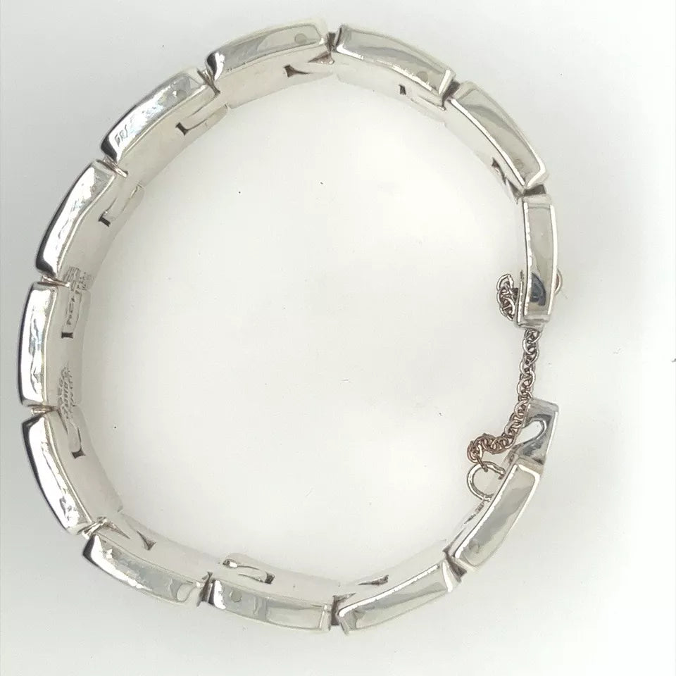 Vintage Taxco Inlayed Sodalite 925 Silver Bracelet 59 grams Made in Mexico