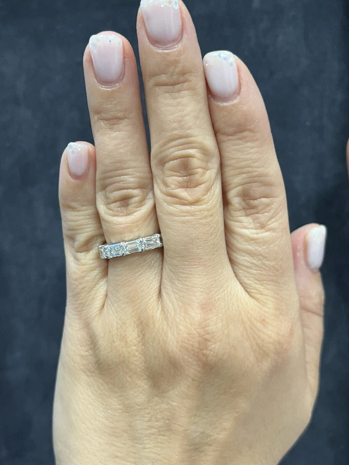 GIA Certified 4.84 Carat Natural D-E Colorless Diamond Platinum Eternity Band