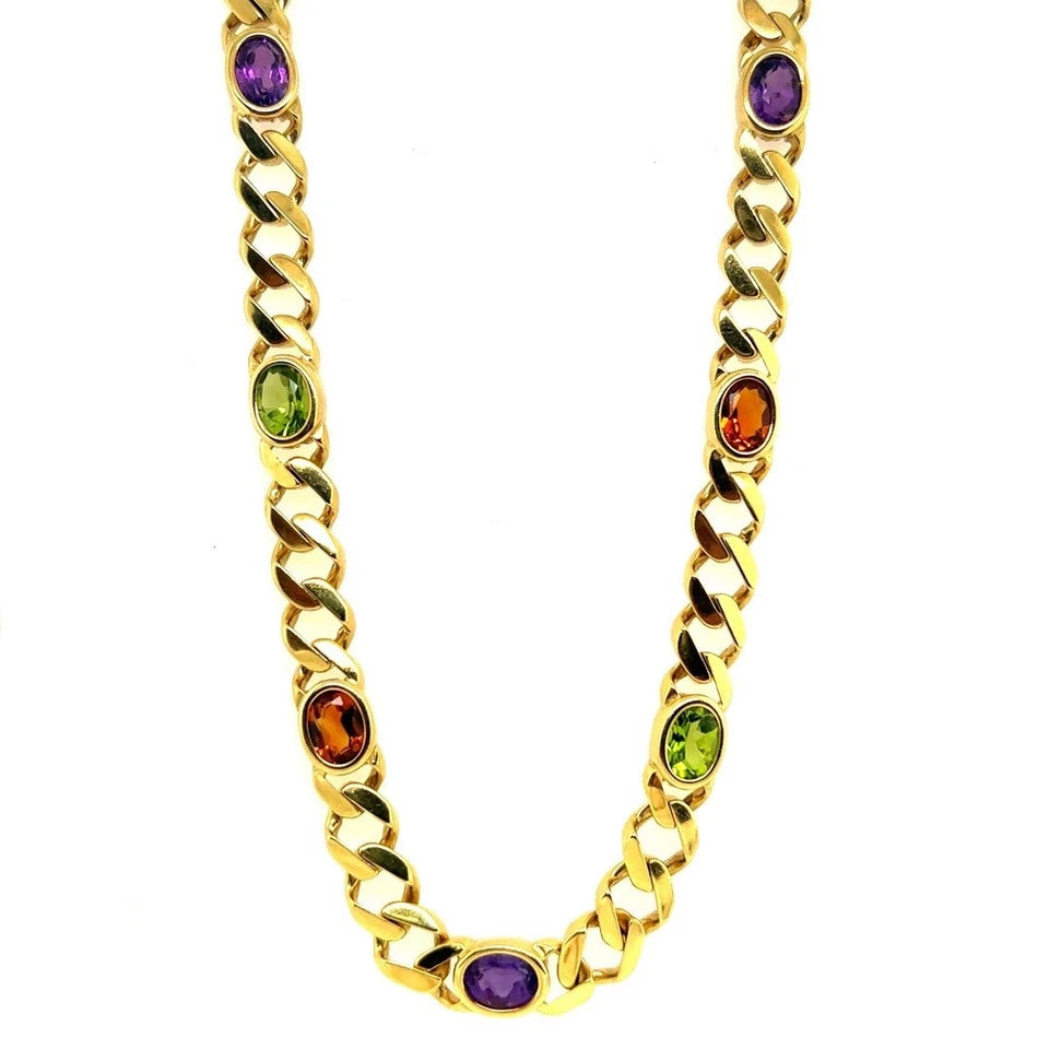 Retro Gold 26 Carat Oval Gem Stone 88 Grams Necklace & Bracelet Set Circa 1980