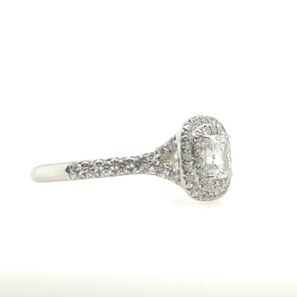 Tiffany & Co Soleste 0.71 Carat Certified D Natural Diamond Engagement Halo Ring