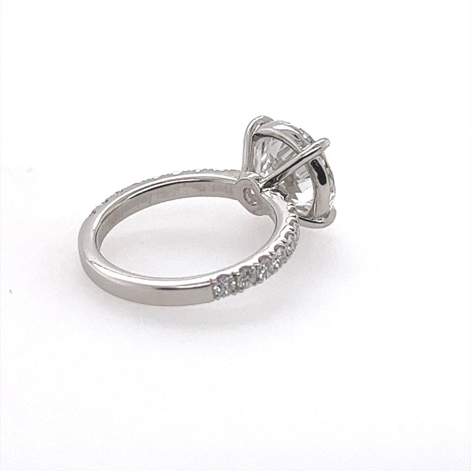 GIA Certified 4.02 Carat G SI2 EX Cut None Natural Round Diamond Engagement Ring