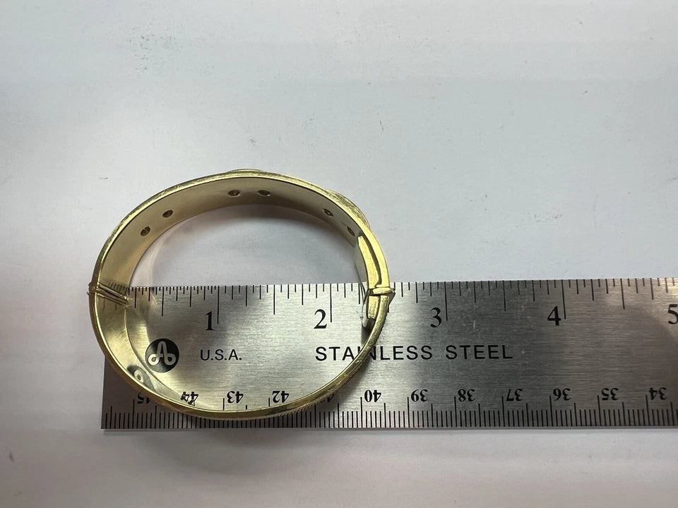 Retro Gold 2.50 Carat Natural Colorless Baguette Diamond Bangle Circa 1970