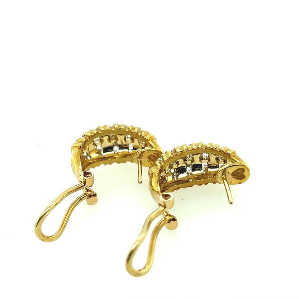 Retro Gold 1.25 Carat Natural Round Brilliant Diamond Clip Earrings Circa 1960